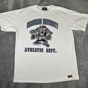 VINTAGE 90s Taz Looney Tunes Chaminade‎ University Shirt Mens L Graphic USA Made